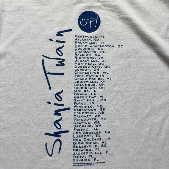 Vintage Shania Twain Up! 2003 Concert Tour T Shirt Size L White 2 Sided Y2K - Picture 6 of 9